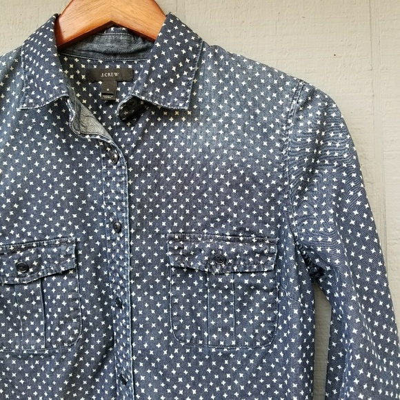 J. Crew Tops - J. Crew Keeper Star Print Denim Chambray Shirt 6